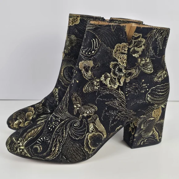 Franco Sarto Metallic / Jacquard Fabric Ankle Bootie — Women’s US 7 M - Tapestry - Picture 1 of 10